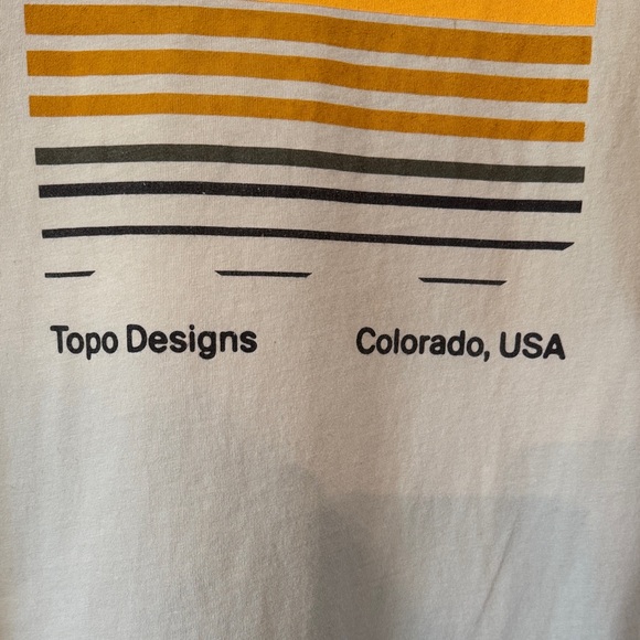Topo Designs Cream Tee with Orange and Black Graphic - Picture 4 of 7